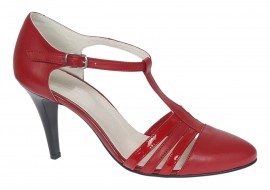 Pantofi dama decupati din piele naturala - Stiletto Rosu NAA11R